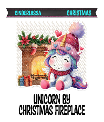Unicorn By Christmas Fireplace Cardstock Silicone Mold, Aroma Bead Molds, Car Freshies, Premium Cardstock Images