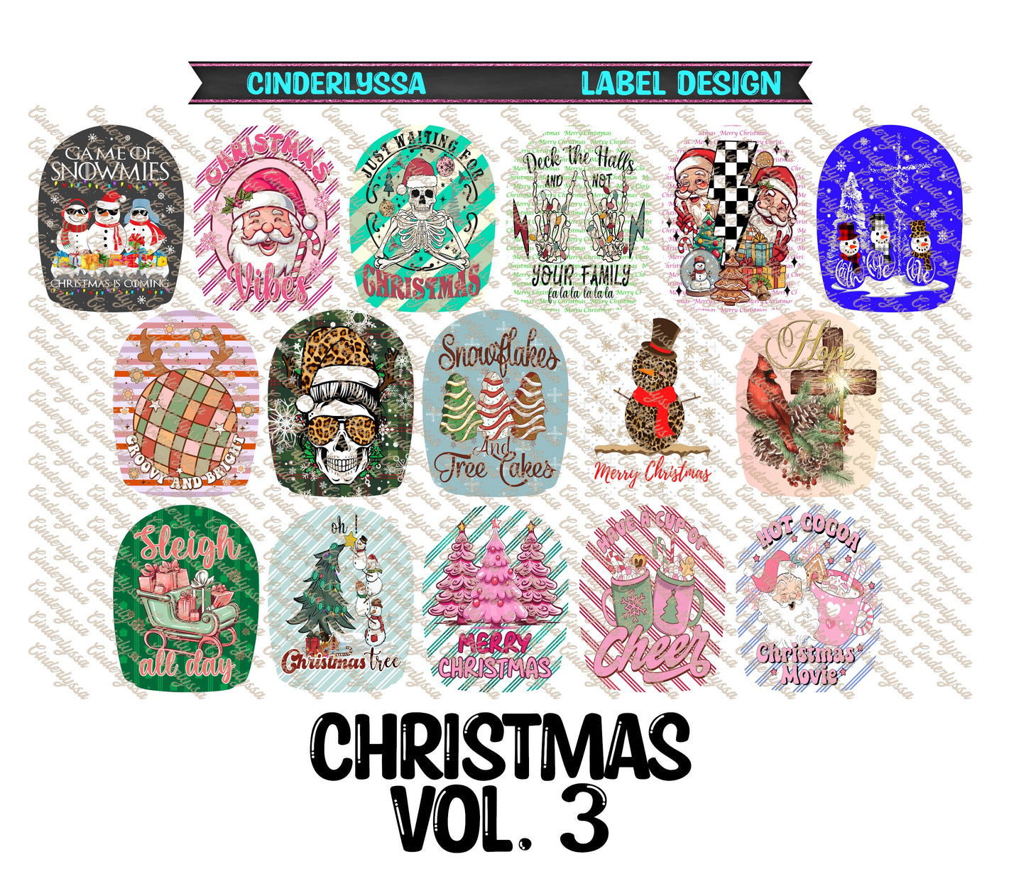 Label Design: Christmas Vol. 3 Cardstock Silicone Mold, Aroma Bead Molds, Car Freshies, Premium Cardstock Images