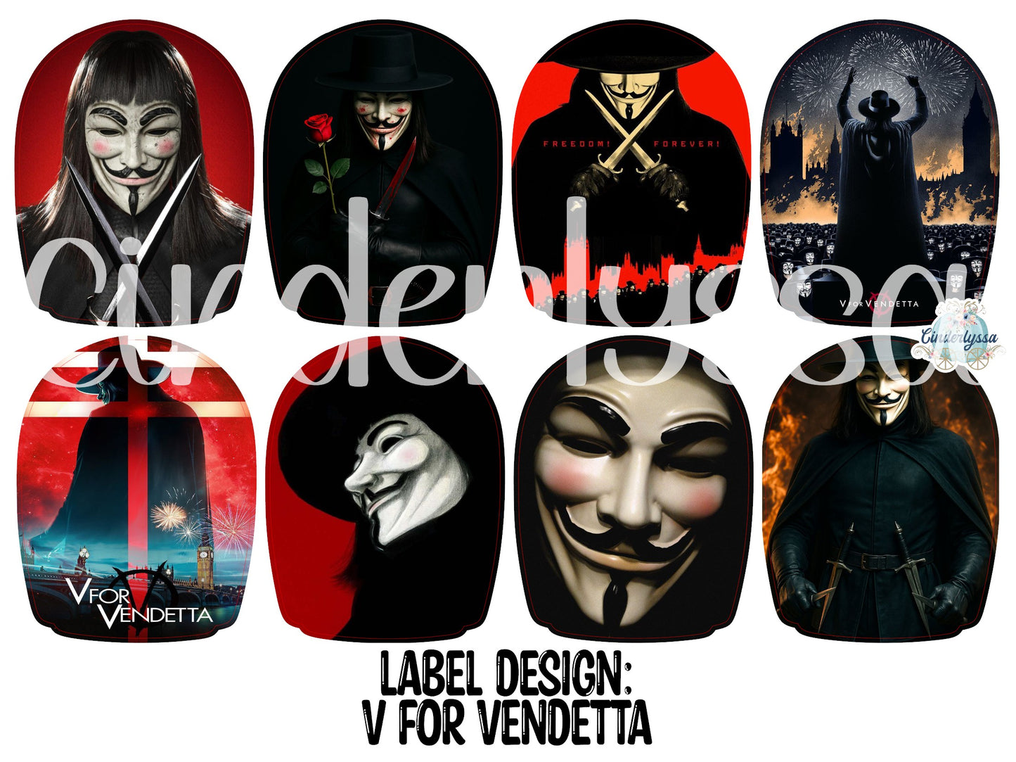 Label Design: V For Vendetta Cardstock Silicone Mold, Aroma Bead Molds, Car Freshies, Premium Cardstock Images