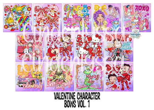 3 inch Square Valentine Character Bows Vol. 1 Cardstock Only for freshies - NO MOLD: Cardstock Silicone Mold, Premium Cardstock Image