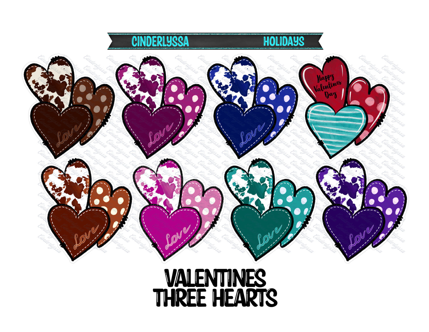 Valentines Three Hearts: Cow Print Cardstock Silicone Mold, Aroma Bead Molds, Premium Cardstock