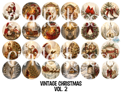 3.75 inch Round Vintage Christmas Vol. 2 for Cardstock Silicone Mold, for Aroma Bead Molds, Premium Cardstock Images