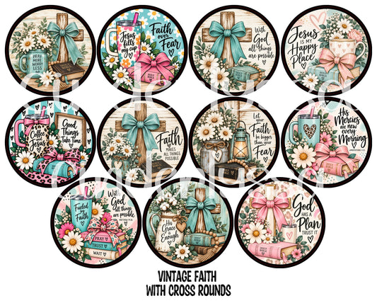 Vintage Faith with Cross Rounds Cardstock Only for freshies - NO MOLD for Aroma Bead Molds, Premium Cardstock Images