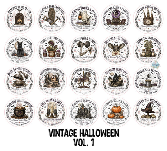 3.5 inch Round Vintage Halloween Vol. 1 for Cardstock Silicone Mold, NO MOLD INCLUDED for Aroma Bead Molds, Premium Cardstock Images