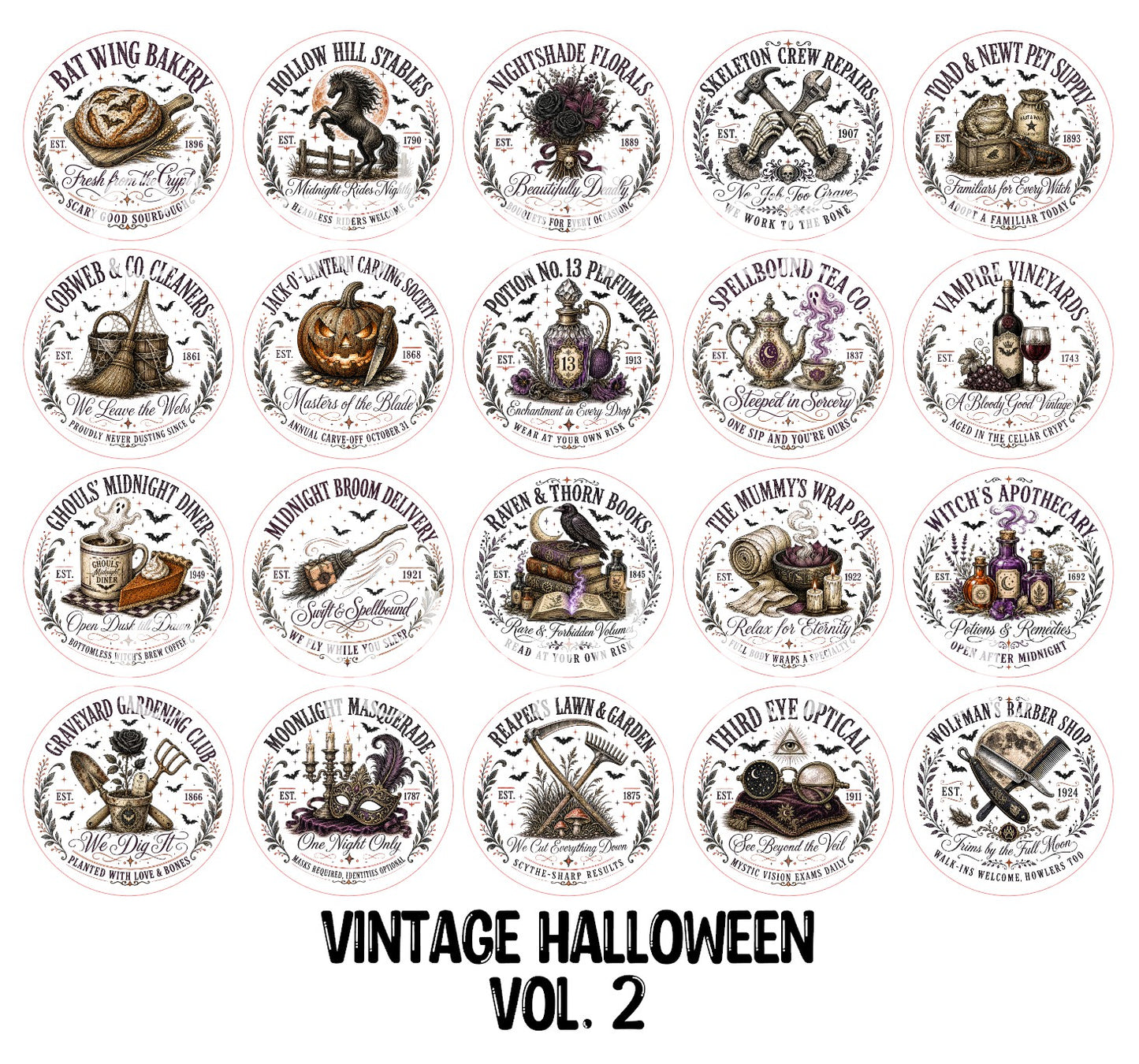 3 inch Round Vintage Halloween Vol. 2 Cardstock Only for freshies -NO MOLD for Aroma Bead Molds, Premium Cardstock Images