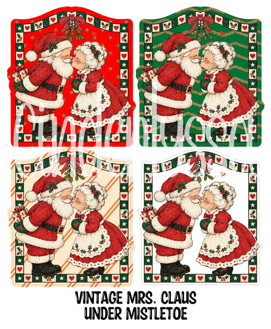 Vintage Mrs. Claus Under Mistletoe Cardstock Silicone Mold, Aroma Bead Molds, Premium Cardstock Images