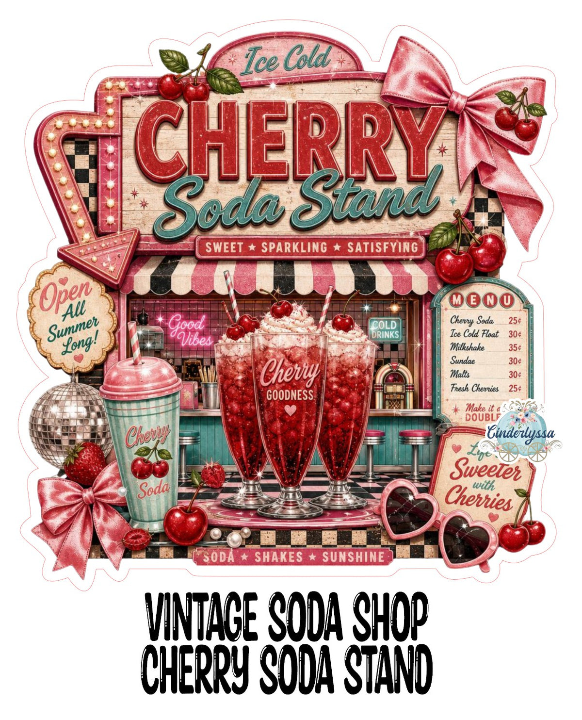 Vintage Soda Shop Cherry Soda Stand Cardstock Silicone Mold, Aroma Bead Molds, Premium Cardstock Images