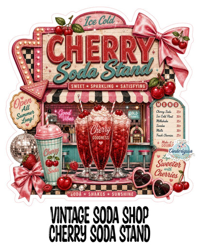 Vintage Soda Shop Cherry Soda Stand Cardstock Silicone Mold, Aroma Bead Molds, Premium Cardstock Images
