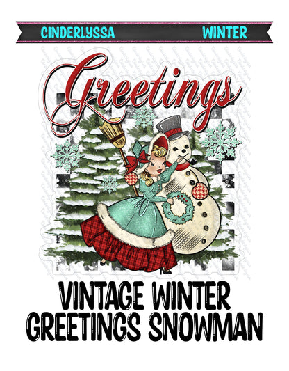 Vintage Winter Greetings Snowman Cardstock Silicone Mold, Aroma Bead Molds, Car Freshies,Premium Cardstock Image