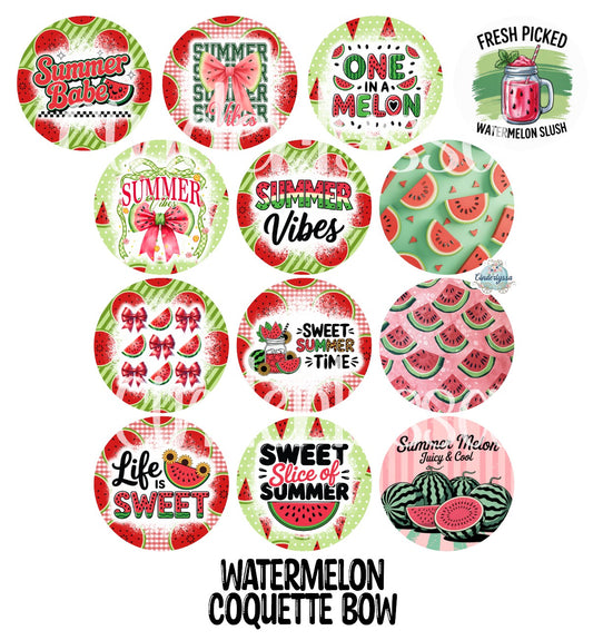 3.5 inch Round: Watermelon Coquette Bow for Cardstock Silicone Mold, NO MOLD INCLUDED for Aroma Bead Molds, Premium Cardstock Images