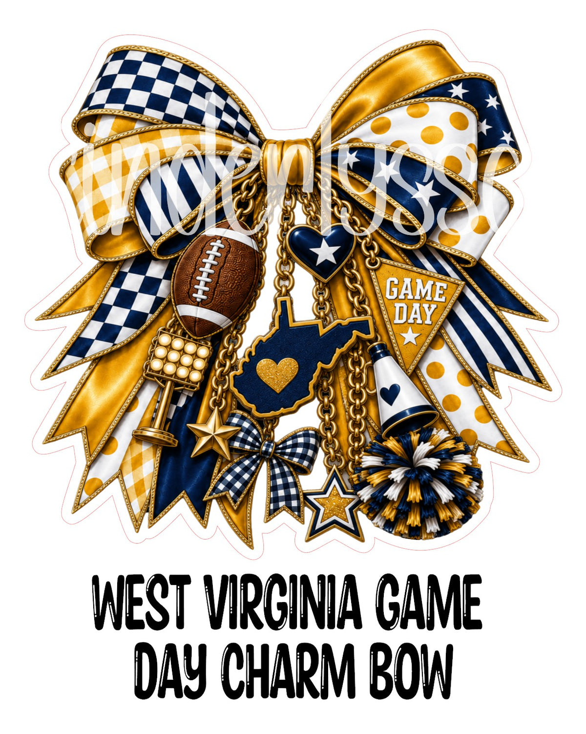 West Virginia Game Day Charm Bow Cardstock Silicone Mold, Aroma Bead Molds, Premium Cardstock Images