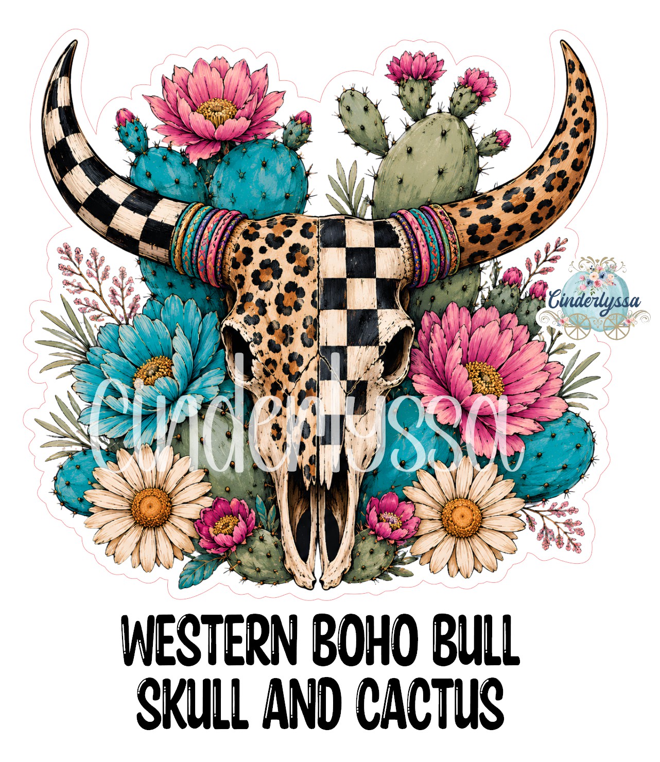 Western Boho Bull Skull and Cactus Cardstock Silicone Mold, Aroma Bead Molds, Car Freshies, Premium Cardstock Images