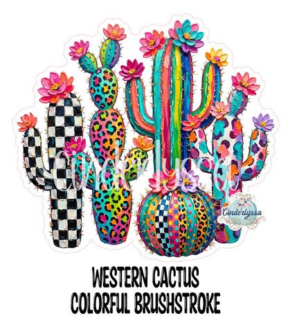 Western Cactus Colorful Brushstroke Cardstock Silicone Mold, Aroma Bead Molds, Premium Cardstock Images
