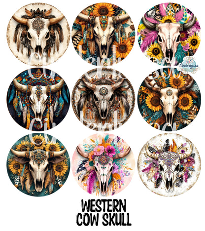 3.75 inch Round Western Cow Skull for Cardstock Silicone Mold, for Aroma Bead Molds, Premium Cardstock Images