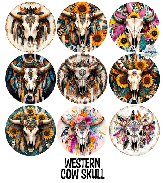 2.5 inch Round Western Cow Skull Cardstock Only for freshies: Cardstock Silicone Mold, Premium Cardstock Images - NO MOLD
