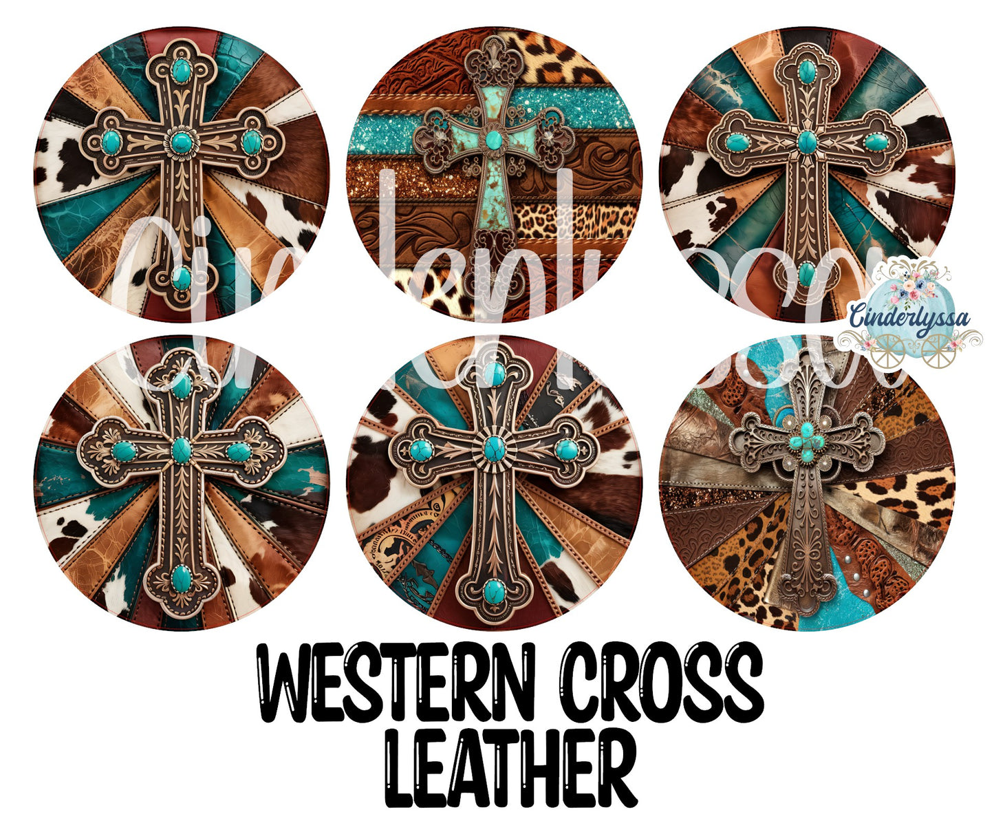 2 inch Round Western Cross Leather Cardstock Only for freshies Cardstock Silicone Mold, Premium Cardstock Images - NO MOLD