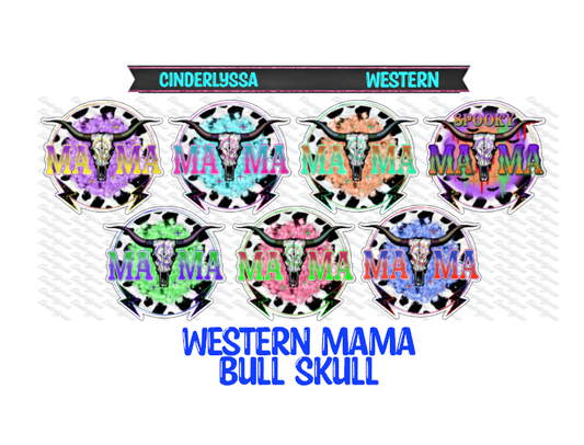Western Mama Bull Skull with Cow Print Multicolor Cardstock Silicone Mold, Aroma Bead Molds, Premium Cardstock Images