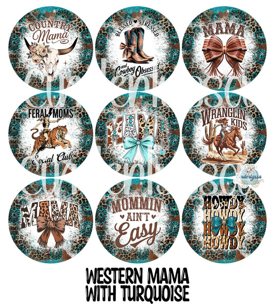3.75 inch Round Western Mama with Turquoise for Cardstock Silicone Mold, for Aroma Bead Molds, Premium Cardstock Images