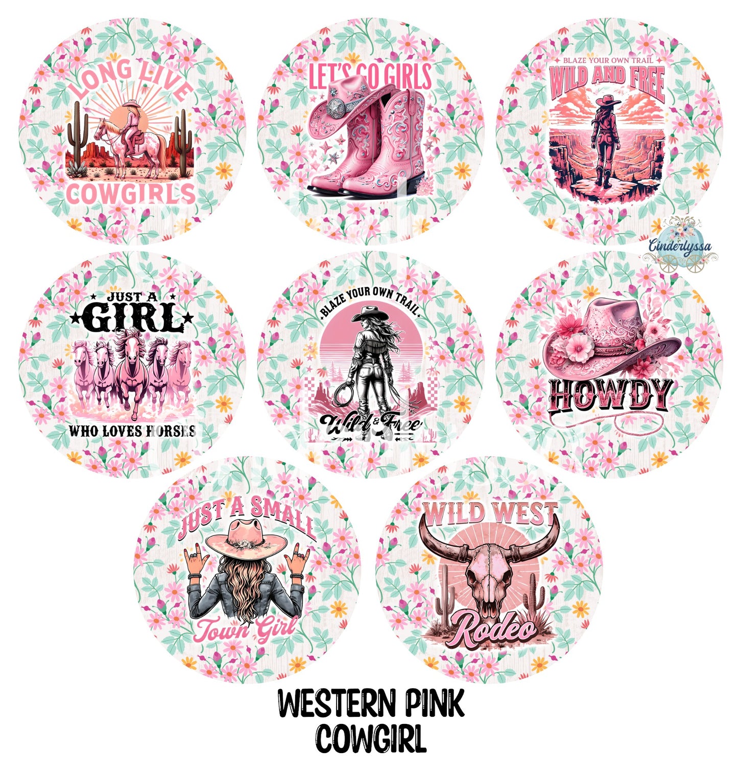 3.75 inch Round: Western Pink Cowgirl for Cardstock Silicone Mold, for Aroma Bead Molds, Premium Cardstock Images