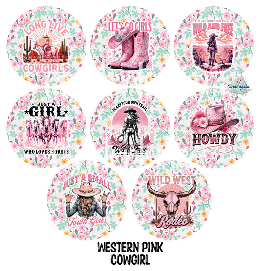 3.75 inch Round: Western Pink Cowgirl for Cardstock Silicone Mold, for Aroma Bead Molds, Premium Cardstock Images
