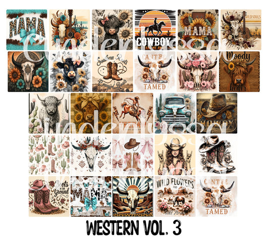 3 inch Square Western Vol. 3 Cardstock Only for freshies -NO MOLD: Cardstock Silicone Mold, Premium Cardstock Image