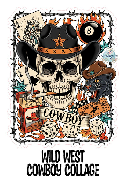 Wild West Cowboy Collage Cardstock Silicone Mold, Aroma Bead Molds, Premium Cardstock Images