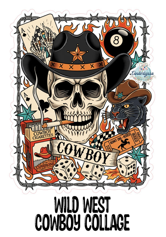 Wild West Cowboy Collage Cardstock Silicone Mold, Aroma Bead Molds, Premium Cardstock Images
