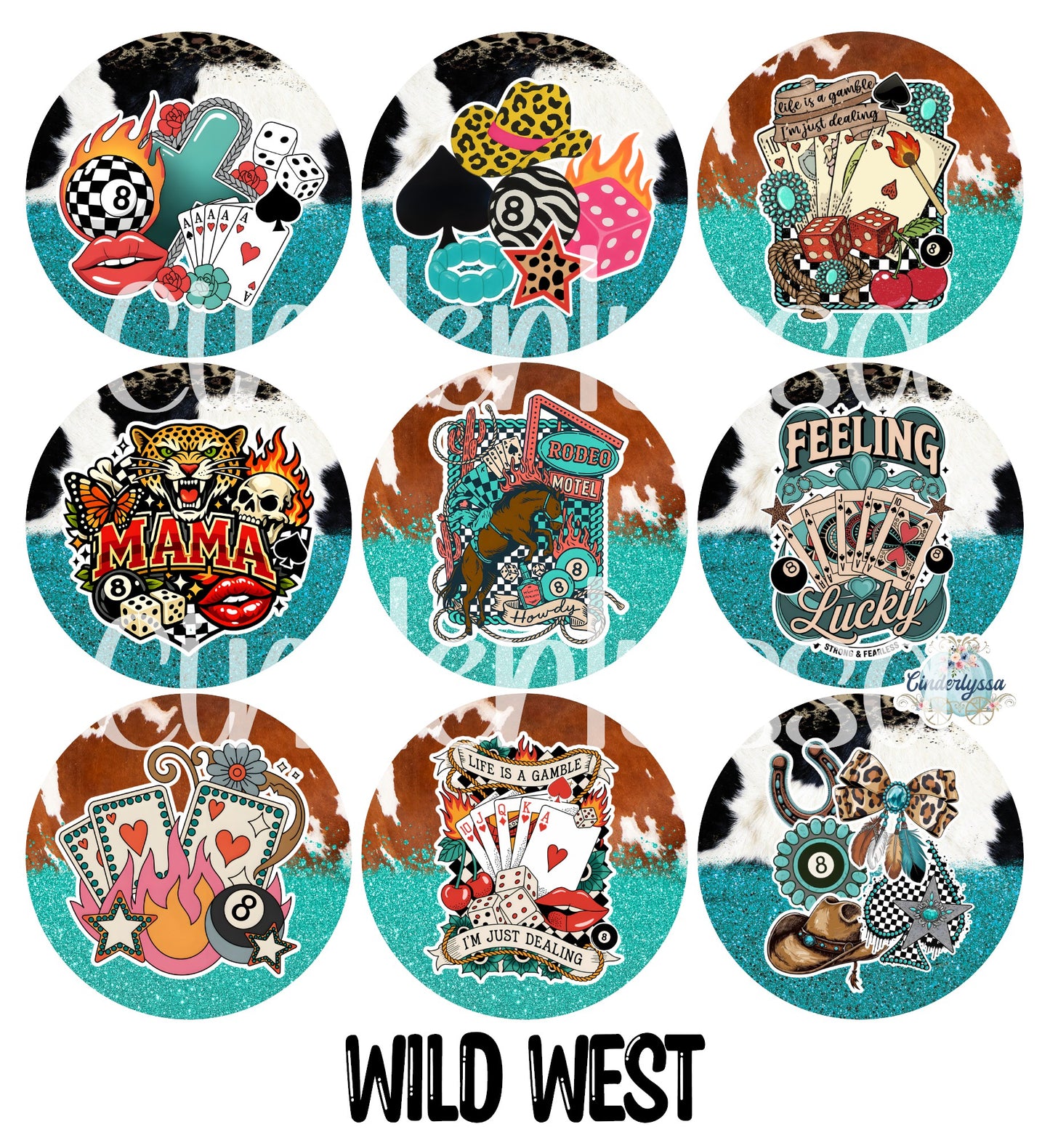 3 inch Round Wild West Cardstock Only for freshies - NO MOLD, for Aroma Bead Molds, Premium Cardstock Images
