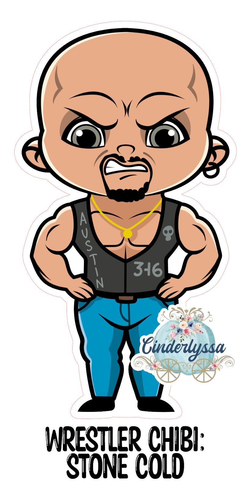 Wrestling Chibi: Stone Cold Cardstock Silicone Mold, Aroma Bead Molds, Premium Cardstock Images