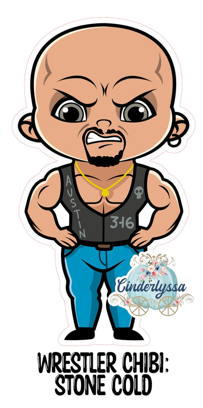 Wrestling Chibi: Stone Cold Cardstock Silicone Mold, Aroma Bead Molds, Premium Cardstock Images