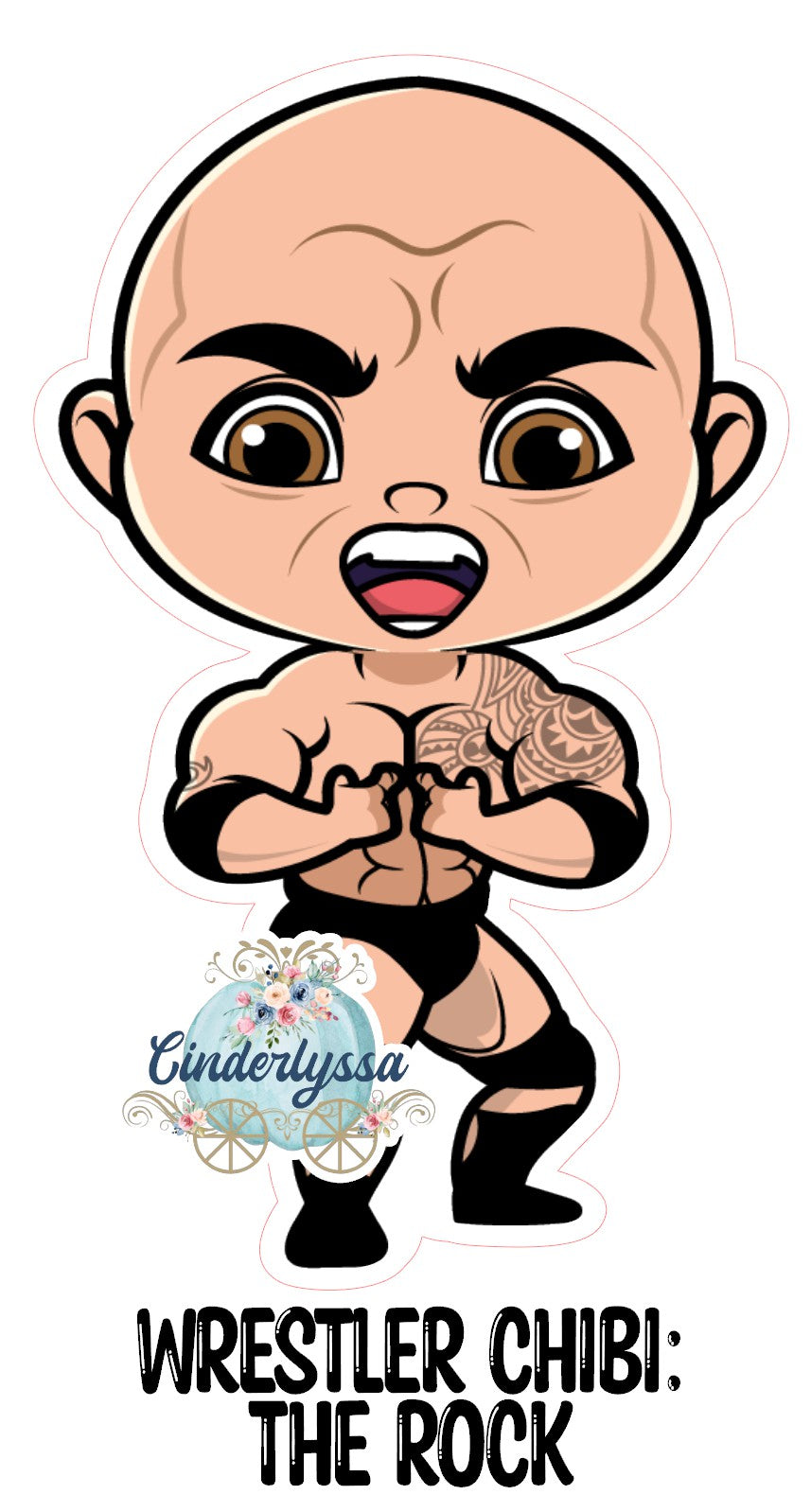 Wrestling Chibi: The Rock Cardstock Silicone Mold, Aroma Bead Molds, Premium Cardstock Images