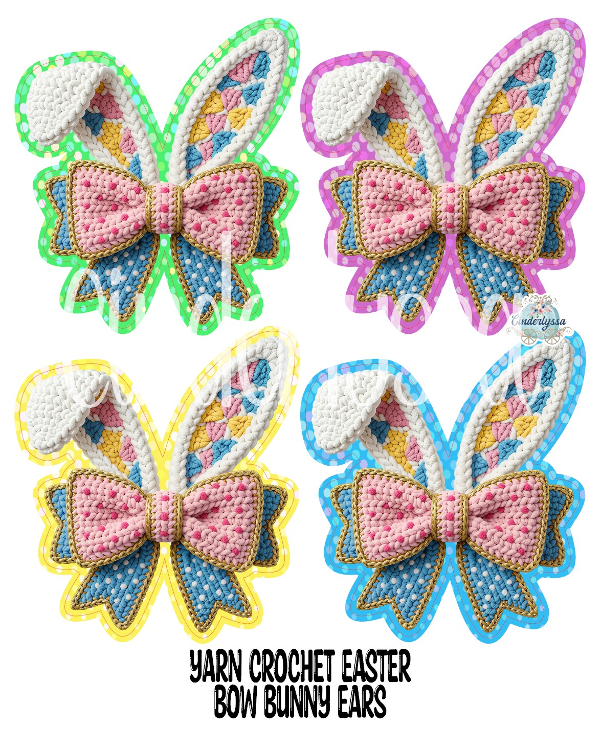 Yarn Crochet Easter Bow Bunny Ears Cardstock Silicone Mold, Aroma Bead Molds, Premium Cardstock Images