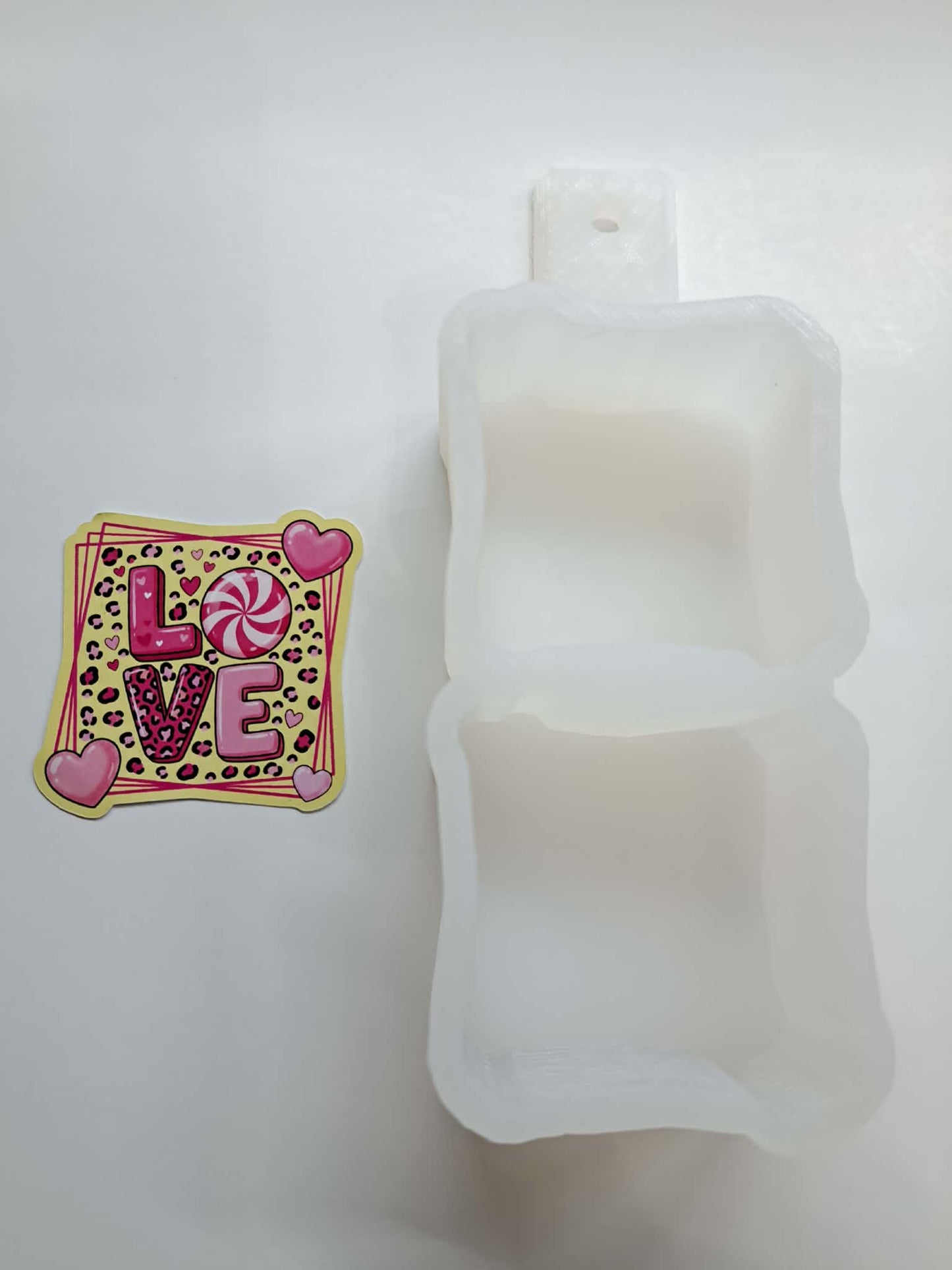 VENT CLIP: Pink Leopard Love Valentine Two Cavity Small Vent Clip Size Cardstock Silicone Mold, Aroma Bead Molds, Premium Cardstock Images