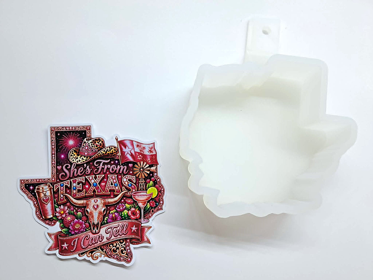 She's From Texas Cardstock Silicone Mold, Aroma Bead Molds, Premium Cardstock Images