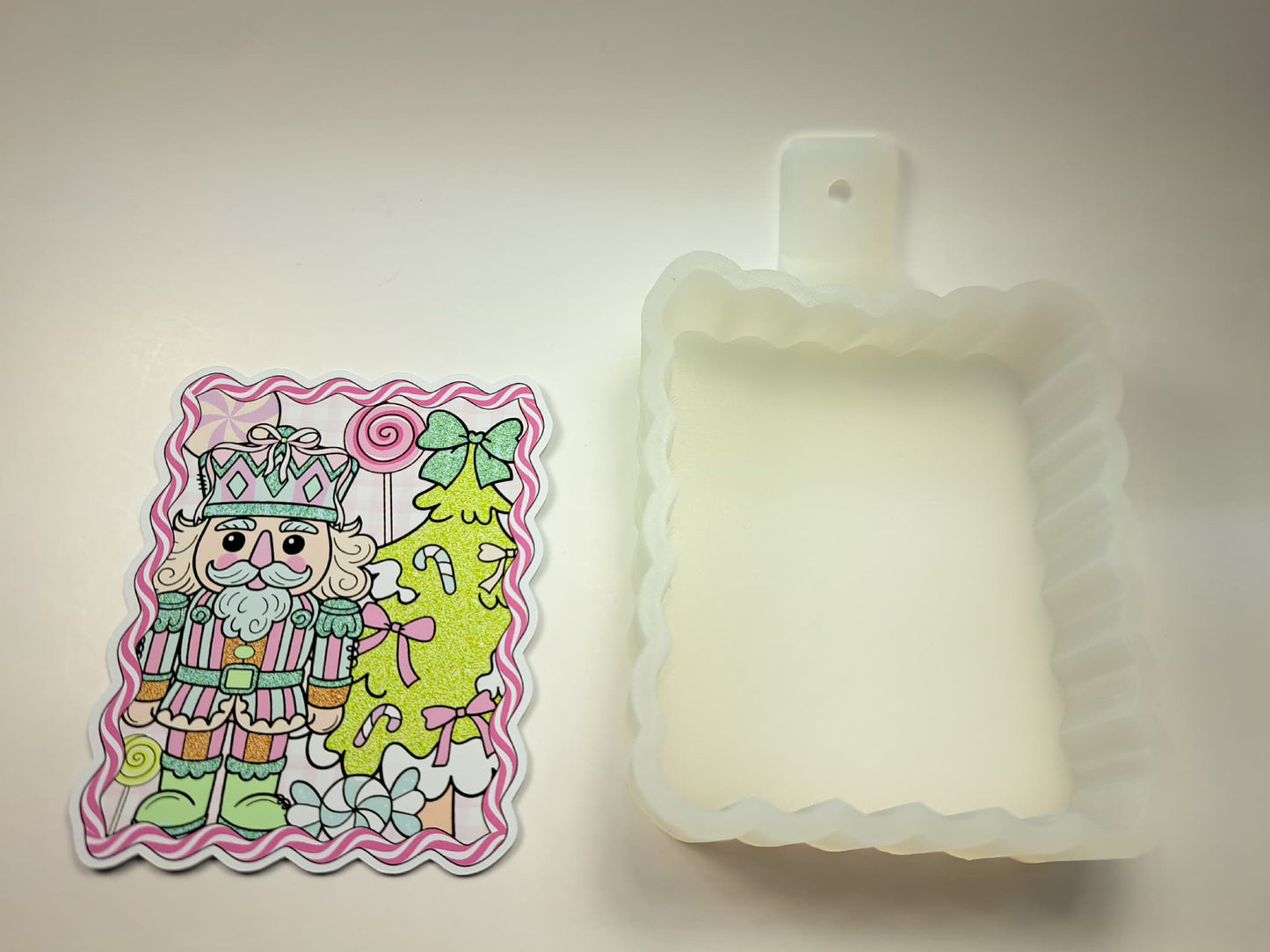 Pastel Nutcracker Candy Cane Frame Cardstock Silicone Mold, Aroma Bead Molds, Premium Cardstock Images
