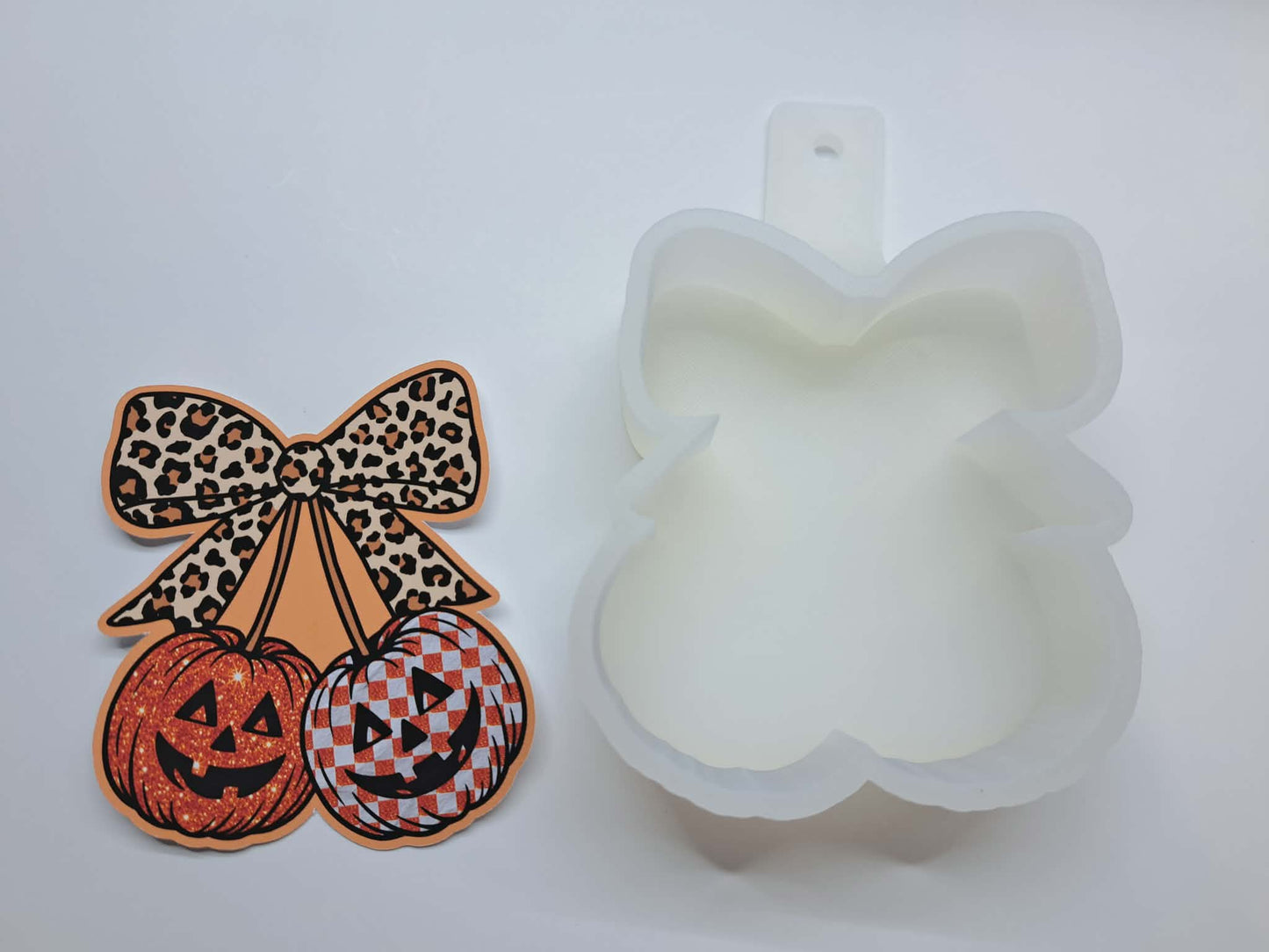 Coquette Bow Halloween Pumpkin Cherries Cardstock Silicone Mold, Aroma Bead Molds, Premium Cardstock Images
