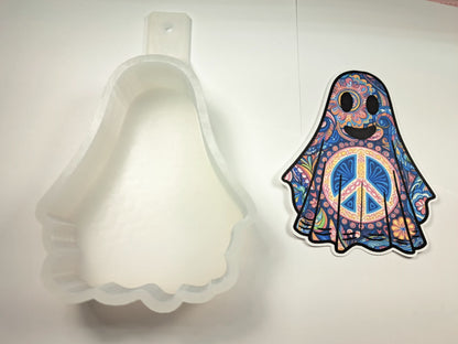 Hippie Ghost: Flowers, Halloween & Peace Sign Cardstock Silicone Mold, Aroma Bead Molds, Car Freshies, Premium Cardstock Images