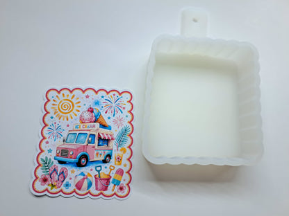 Summer Beach Pink Ice Cream Truck Cardstock Silicone Mold, Aroma Bead Molds, Premium Cardstock Images