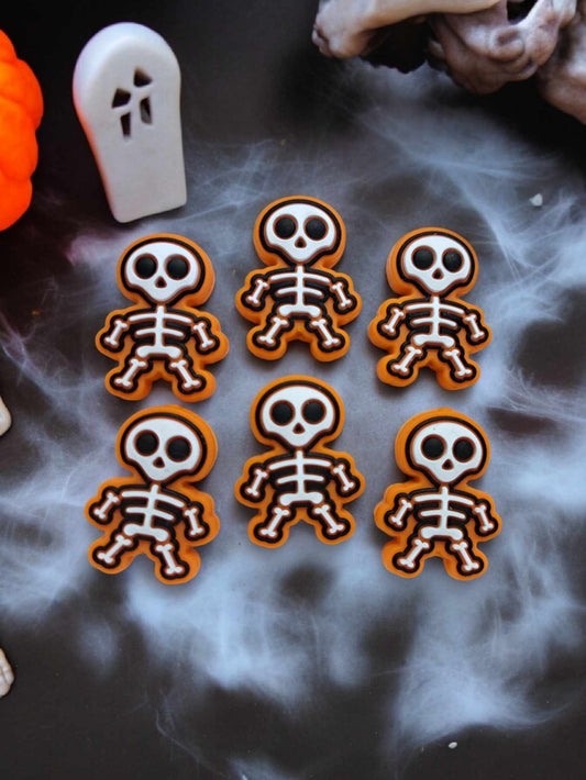 Skeleton Full Body on Orange Silicone Focal Bead - 1278
