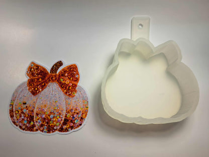 Orange and White Sequins Pumpkin Cardstock Silicone Mold, Aroma Bead Molds, Premium Cardstock Images