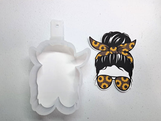 Messy Bun Girl/Glasses: Buffalo Plaid, Dentist, Leopard, Tie Dye Cardstock Silicone Mold, Premium Cardstock Images