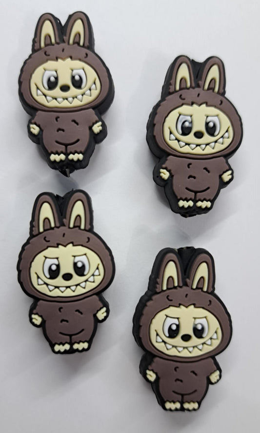 Labubu: (Dark Brown) Full Body Silicone Focal Bead