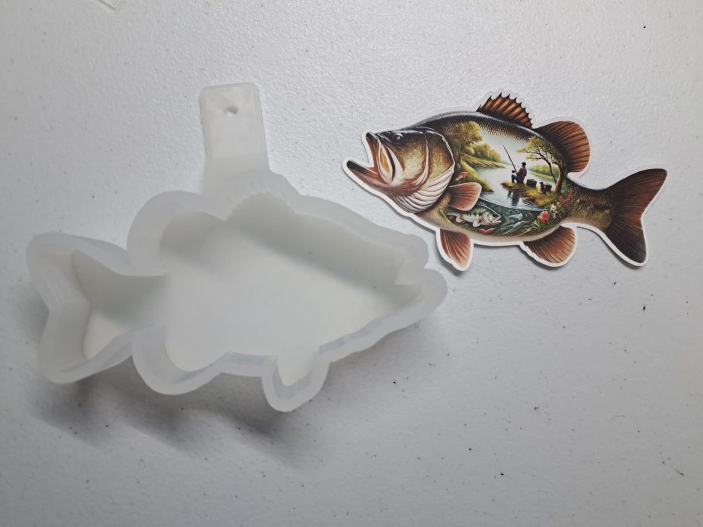 Large Mouth Bass With Fisherman Cardstock Silicone Mold, Aroma Bead Molds, Premium Cardstock Images
