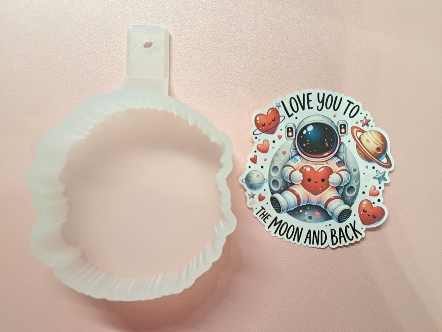 Love You To The Moon and Back Spaceman Cardstock Silicone Mold, Aroma Bead Molds, Premium Cardstock Images