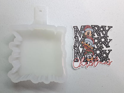 Mickey Donald & Goofy Merry Christmas Cardstock Silicone Mold, Aroma Bead Molds, Premium Cardstock Images