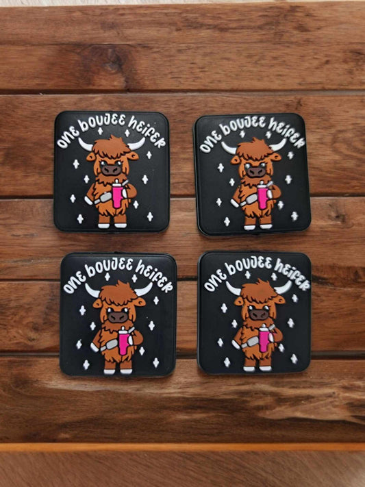 One Boujee Heifer with Tumbler Cup and Crossbody Purse Silicone Focal Bead - 0880