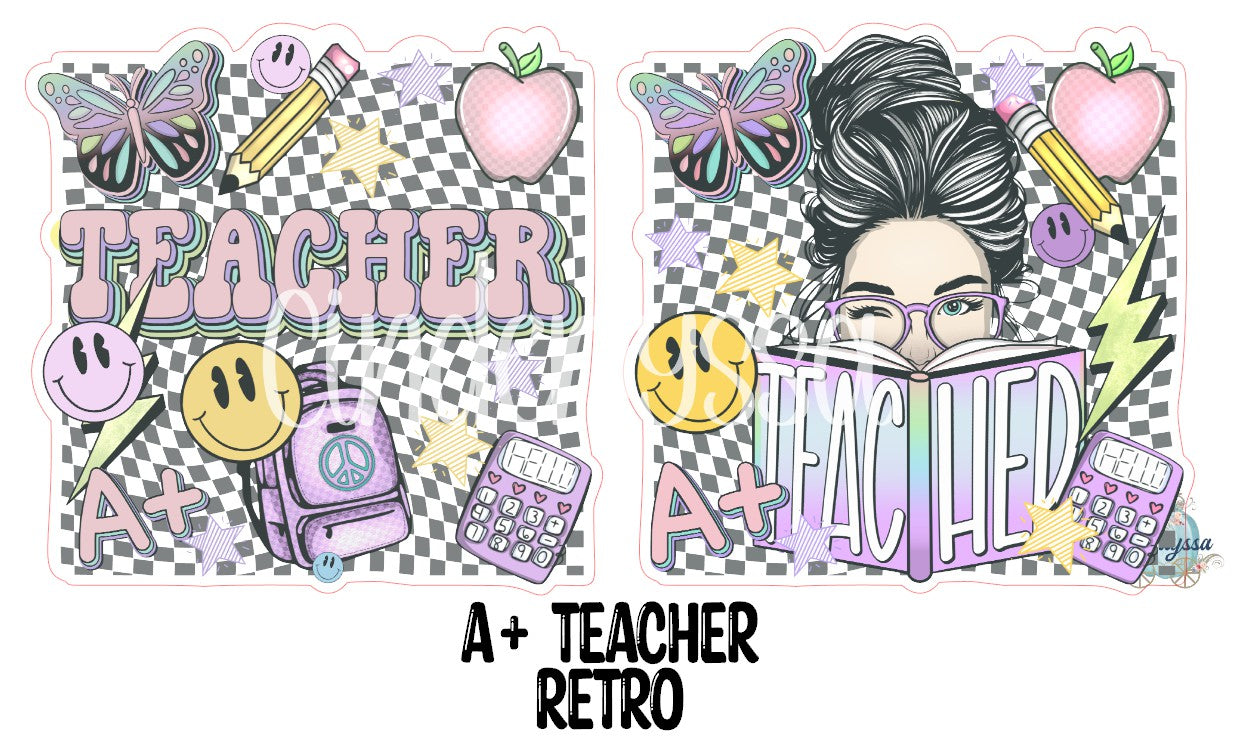 A+ Teacher Retro Cardstock Silicone Mold with Apple, Smiley Face, Butterfly, Calculator, and Stars for Aroma Bead Molds