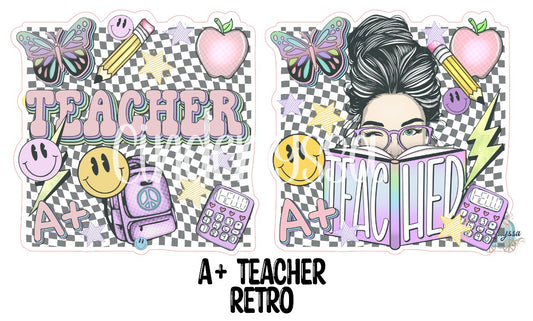 A+ Teacher Retro Cardstock Silicone Mold with Apple, Smiley Face, Butterfly, Calculator, and Stars for Aroma Bead Molds