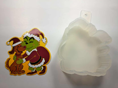 Baby Grinch Hugging Max Cardstock Silicone Mold, Aroma Bead Molds, Car Freshies, Premium Cardstock Images