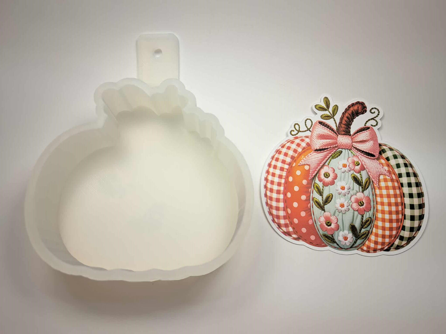Embroidered Floral Pumpkin Cardstock Silicone Mold, Aroma Bead Molds, Premium Cardstock Images